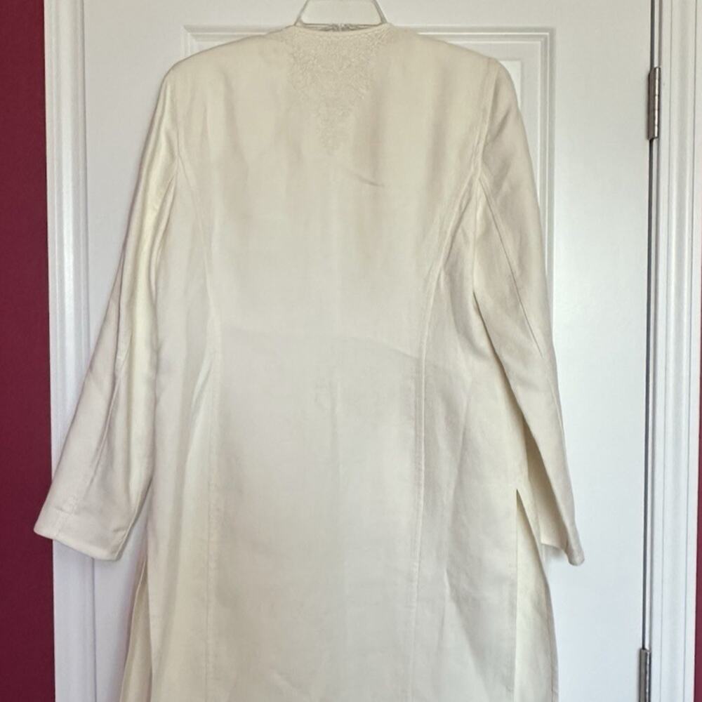LINDA ALLARD ELLEN TRACY Linen Embroidered Duster Summer Coat Size 10 - Picture 5 of 16